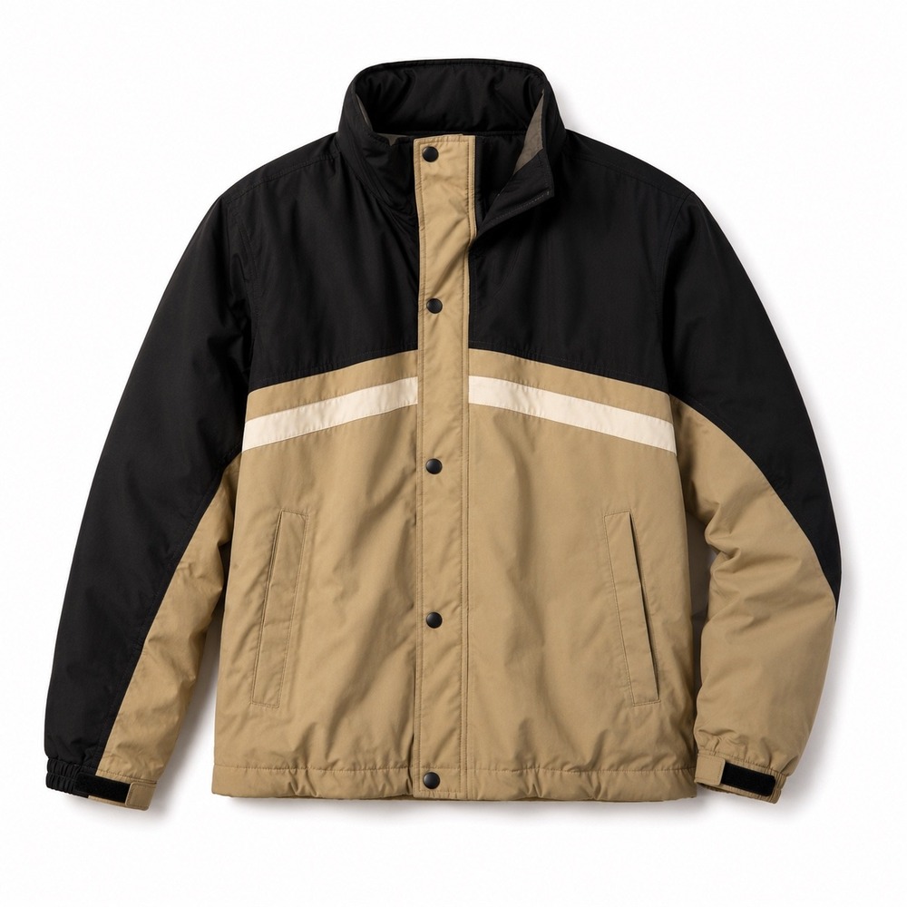 30 Knots Colorblock Windbreaker Jacket Mens XLT Tan Blk Nautical Hooded Sailing
